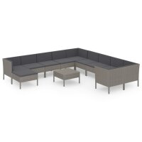 vidaXL 12-tlg. Garten-Lounge-Set mit Auflagen Poly Rattan...