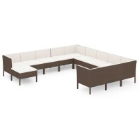 vidaXL 12-tlg. Garten-Lounge-Set mit Auflagen Poly Rattan...