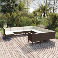 vidaXL 12-tlg. Garten-Lounge-Set mit Auflagen Poly Rattan...