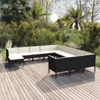 vidaXL 12-tlg. Garten-Lounge-Set mit Auflagen Poly Rattan...