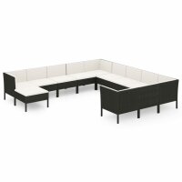 vidaXL 12-tlg. Garten-Lounge-Set mit Auflagen Poly Rattan...