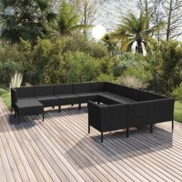 vidaXL 12-tlg. Garten-Lounge-Set mit Auflagen Poly Rattan...