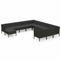 vidaXL 12-tlg. Garten-Lounge-Set mit Auflagen Poly Rattan...