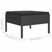 vidaXL 12-tlg. Garten-Lounge-Set mit Auflagen Poly Rattan Schwarz