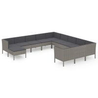 vidaXL 12-tlg. Garten-Lounge-Set mit Auflagen Poly Rattan...