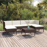 vidaXL 7-tlg. Garten-Lounge-Set mit Auflagen Poly Rattan Braun