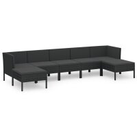 vidaXL 7-tlg. Garten-Lounge-Set mit Auflagen Poly Rattan Schwarz