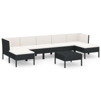 vidaXL 8-tlg. Garten-Lounge-Set mit Auflagen Poly Rattan Schwarz