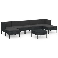 vidaXL 8-tlg. Garten-Lounge-Set mit Auflagen Poly Rattan Schwarz