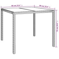 vidaXL Gartentisch 90x90x75 cm Geh&auml;rtetes Glas Poly Rattan Wei&szlig;