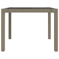 vidaXL Gartentisch 90x90x75 cm Geh&auml;rtetes Glas Poly Rattan Beige