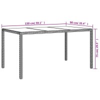 vidaXL Gartentisch 150x90x75 cm Geh&auml;rtetes Glas Poly Rattan Braun