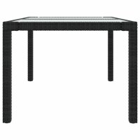 vidaXL Gartentisch 150x90x75 cm Geh&auml;rtetes Glas Poly Rattan Schwarz