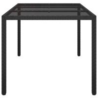 vidaXL Gartentisch 150x90x75 cm Geh&auml;rtetes Glas Poly Rattan Schwarz