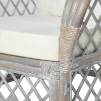 vidaXL Sessel mit Kissen Grau Natur-Rattan und Leinen