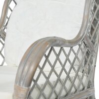 vidaXL Sessel mit Kissen Grau Natur-Rattan und Leinen