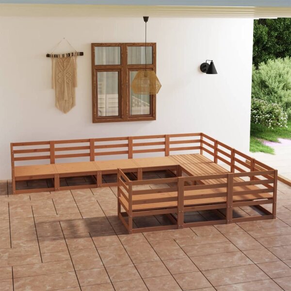 vidaXL 10-tlg. Garten-Lounge-Set Massivholz Kiefer