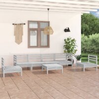 vidaXL 7-tlg. Garten-Lounge-Set Weiß Massivholz Kiefer