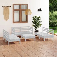 vidaXL 7-tlg. Garten-Lounge-Set Weiß Massivholz Kiefer