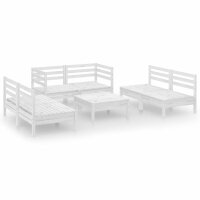 vidaXL 7-tlg. Garten-Lounge-Set Weiß Massivholz Kiefer