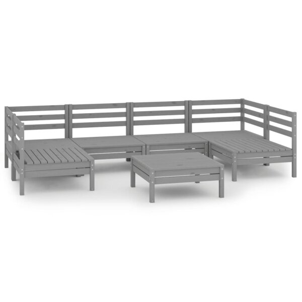 vidaXL 7-tlg. Garten-Lounge-Set Grau Massivholz Kiefer