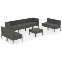 vidaXL 9-tlg. Garten-Lounge-Set mit Auflagen Poly Rattan...