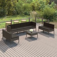 vidaXL 9-tlg. Garten-Lounge-Set mit Auflagen Poly Rattan...