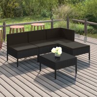 vidaXL 5-tlg. Garten-Lounge-Set mit Auflagen Poly Rattan...