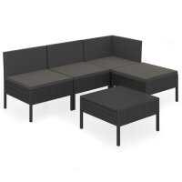 vidaXL 5-tlg. Garten-Lounge-Set mit Auflagen Poly Rattan...