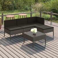 vidaXL 5-tlg. Garten-Lounge-Set mit Auflagen Poly Rattan...