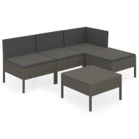 vidaXL 5-tlg. Garten-Lounge-Set mit Auflagen Poly Rattan...