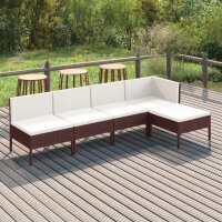 vidaXL 5-tlg. Garten-Lounge-Set mit Auflagen Poly Rattan...