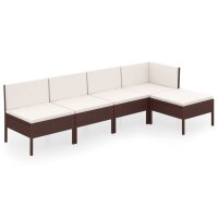 vidaXL 5-tlg. Garten-Lounge-Set mit Auflagen Poly Rattan...