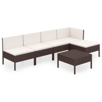 vidaXL 6-tlg. Garten-Lounge-Set mit Auflagen Poly Rattan...