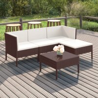 vidaXL 5-tlg. Garten-Lounge-Set mit Auflagen Poly Rattan...