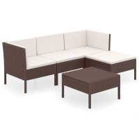 vidaXL 5-tlg. Garten-Lounge-Set mit Auflagen Poly Rattan...