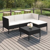 vidaXL 5-tlg. Garten-Lounge-Set mit Auflagen Poly Rattan...