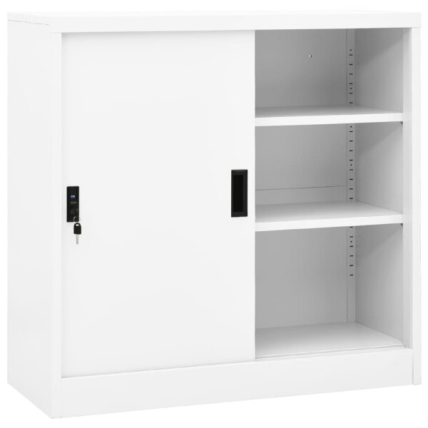 vidaXL B&uuml;roschrank mit Schiebet&uuml;r Wei&szlig; 90x40x90 cm Stahl