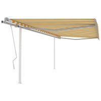 vidaXL Gelenkarmmarkise Einziehbar mit Pfosten 4x3 m Gelb...
