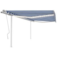 WOWONA Gelenkarmmarkise Einziehbar mit LED 4x3 m Blau und...