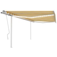 WOWONA Gelenkarmmarkise Einziehbar mit LED 4x3 m Gelb und...