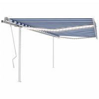 vidaXL Gelenkarmmarkise Einziehbar mit LED 4,5x3 m Blau...