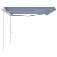 vidaXL Gelenkarmmarkise Automatisch mit Pfosten 5x3 m Blau und Weiß