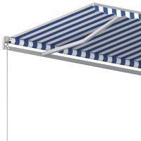 vidaXL Gelenkarmmarkise Automatisch mit Pfosten 5x3 m Blau und Weiß