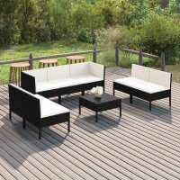 vidaXL 8-tlg. Garten-Lounge-Set mit Auflagen Poly Rattan Schwarz