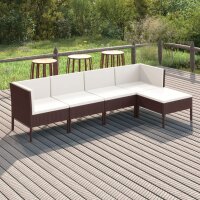 vidaXL 5-tlg. Garten-Lounge-Set mit Auflagen Poly Rattan...