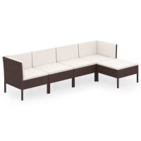 vidaXL 5-tlg. Garten-Lounge-Set mit Auflagen Poly Rattan...