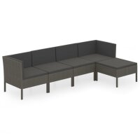 vidaXL 5-tlg. Garten-Lounge-Set mit Auflagen Poly Rattan...