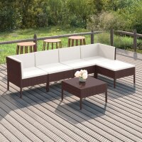 vidaXL 6-tlg. Garten-Lounge-Set mit Auflagen Poly Rattan...