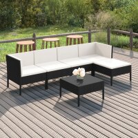 vidaXL 6-tlg. Garten-Lounge-Set mit Auflagen Poly Rattan...